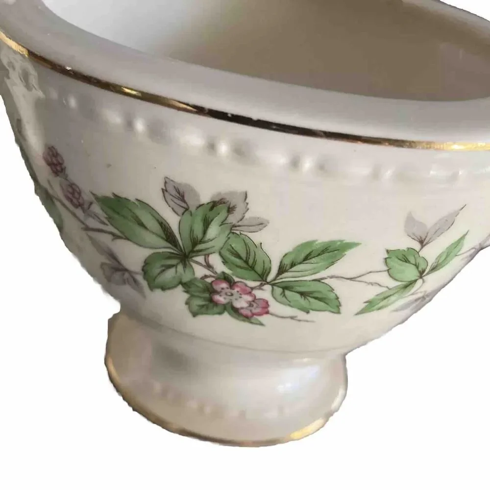 Vintage Homer Laughlin Eggshell Georgian GREENBRIAR Creamer /Sugar & Gravy Boat